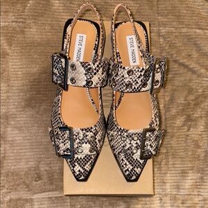 Steve Madden Women's Snakeskin Buckle Flats